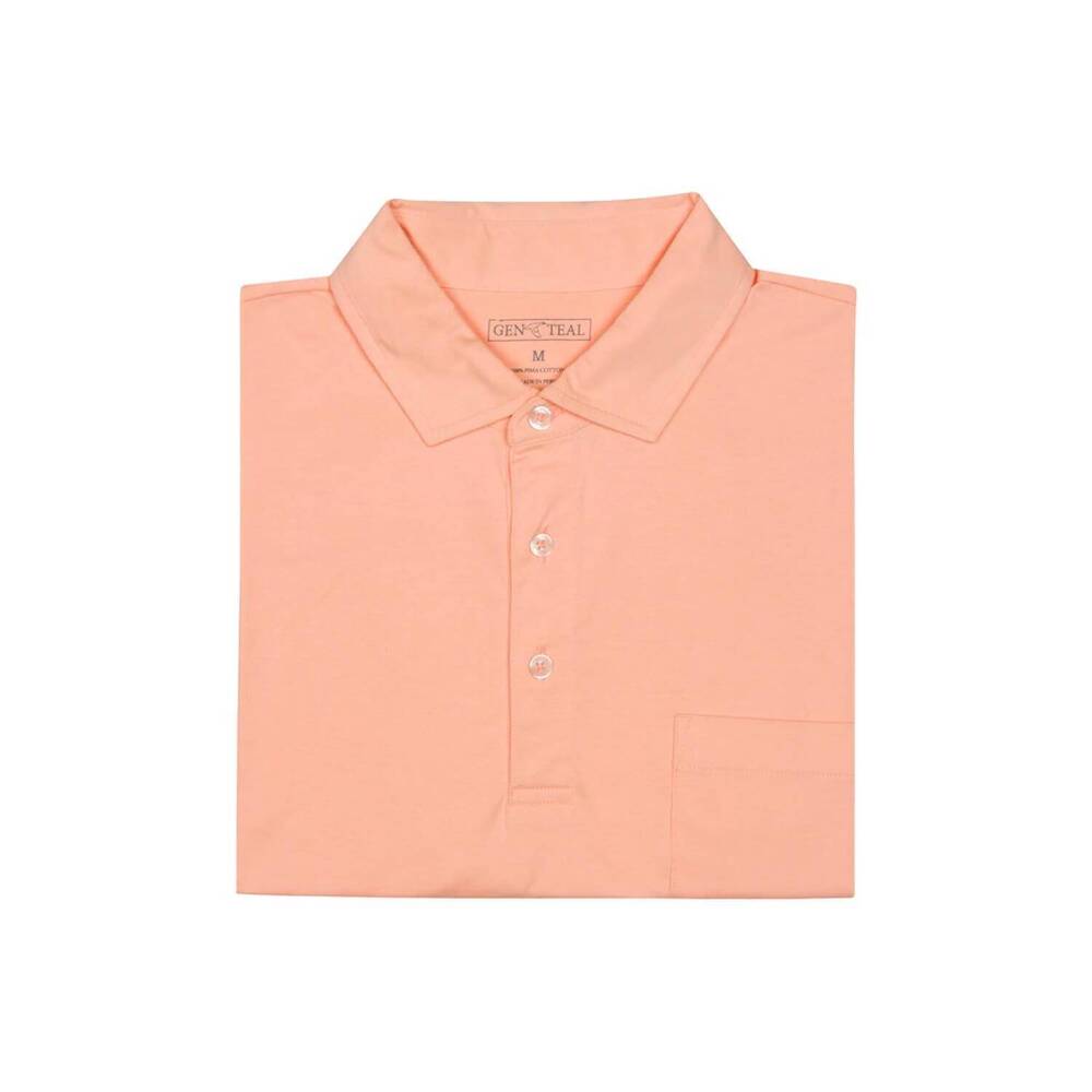 NEW GENTEAL men's easton pima cotton polo in apricot